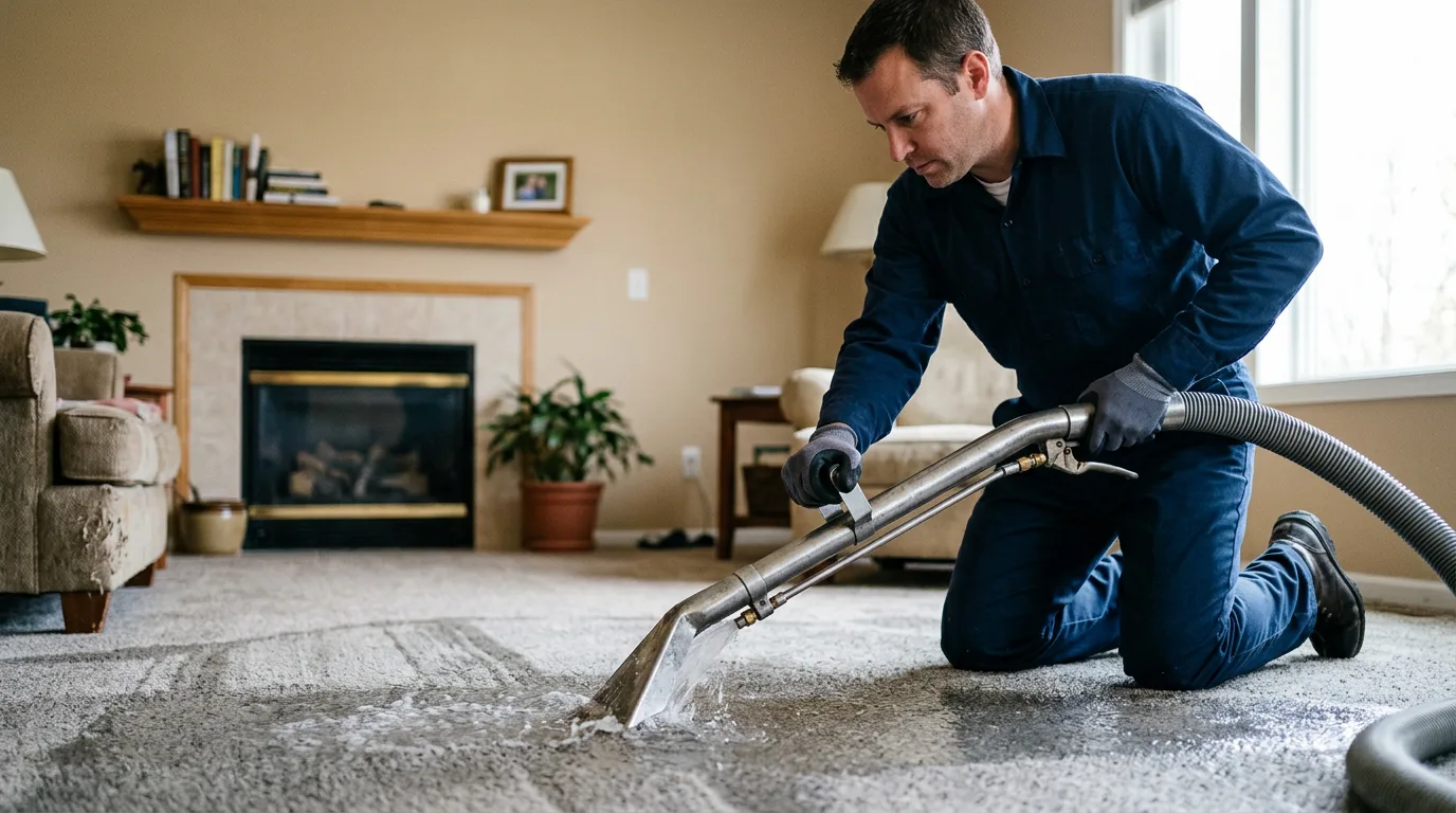 Water damage restoration technician working near Forest Ranch, CA